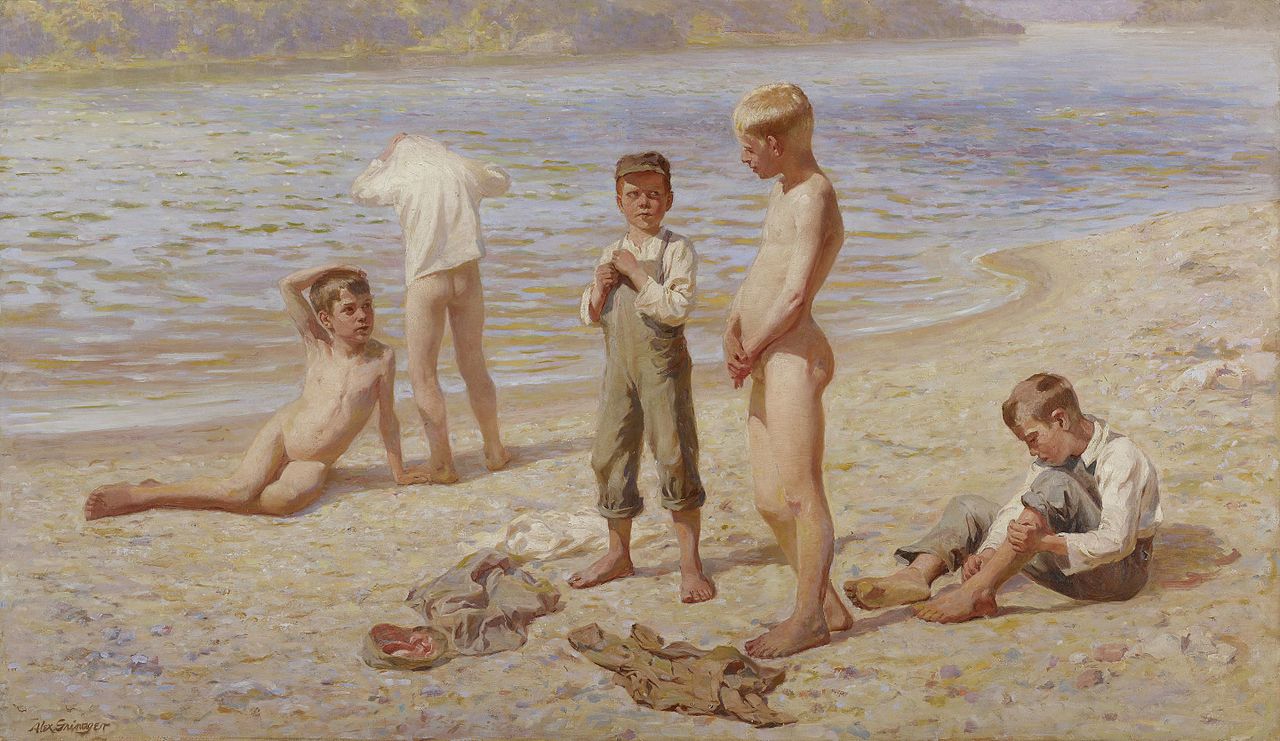 Garçons se baignant, 1894. Domaine public. Huile sur toile. Alexander Grinager, *1865 †1949. Minneapolis Institute of Art