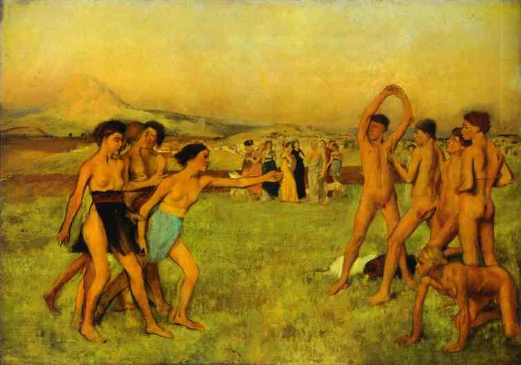 Jeunesse de Sparte à l'entraînement, peinture à l'huile, env. 1860